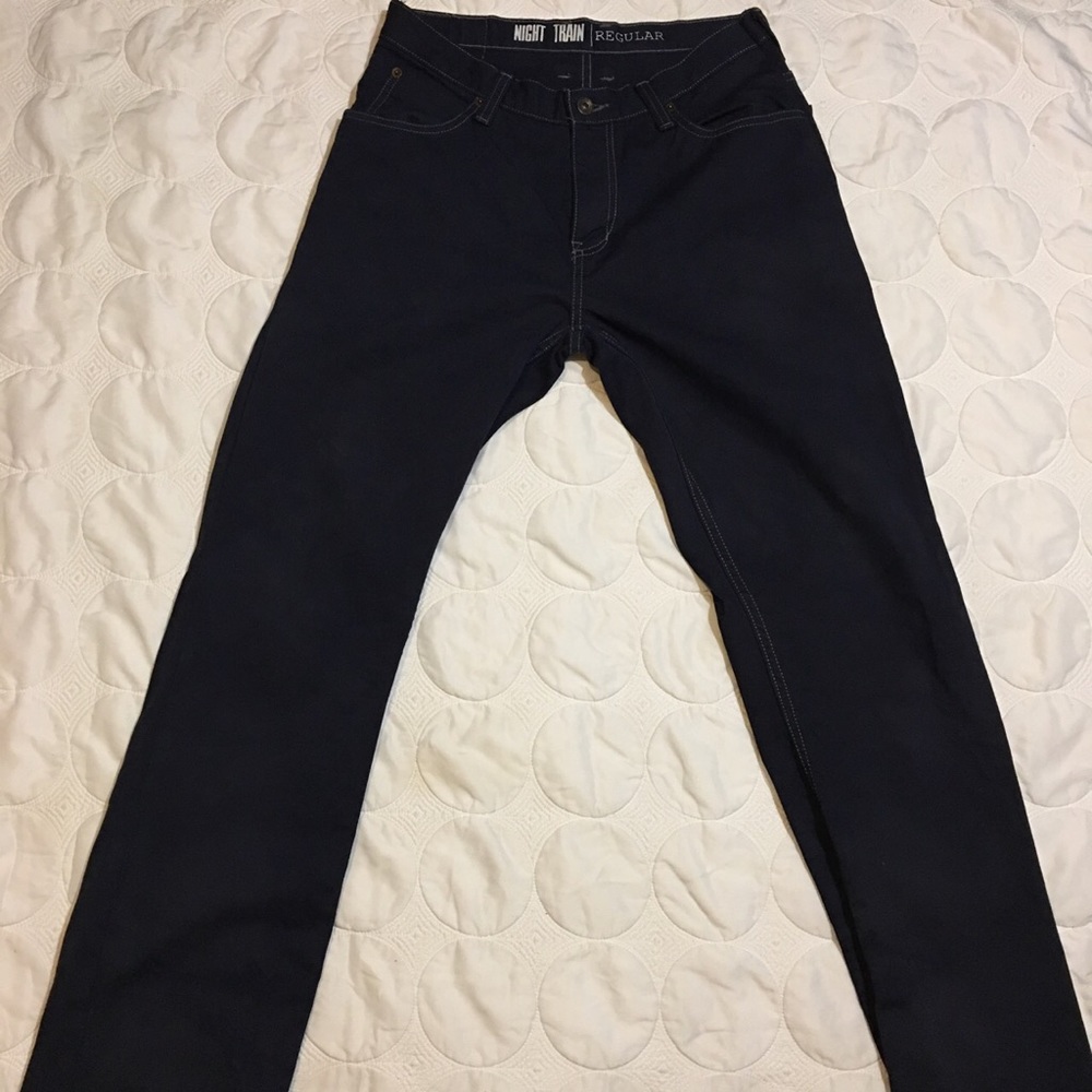 Navy Blue Contrast Stitch Pants